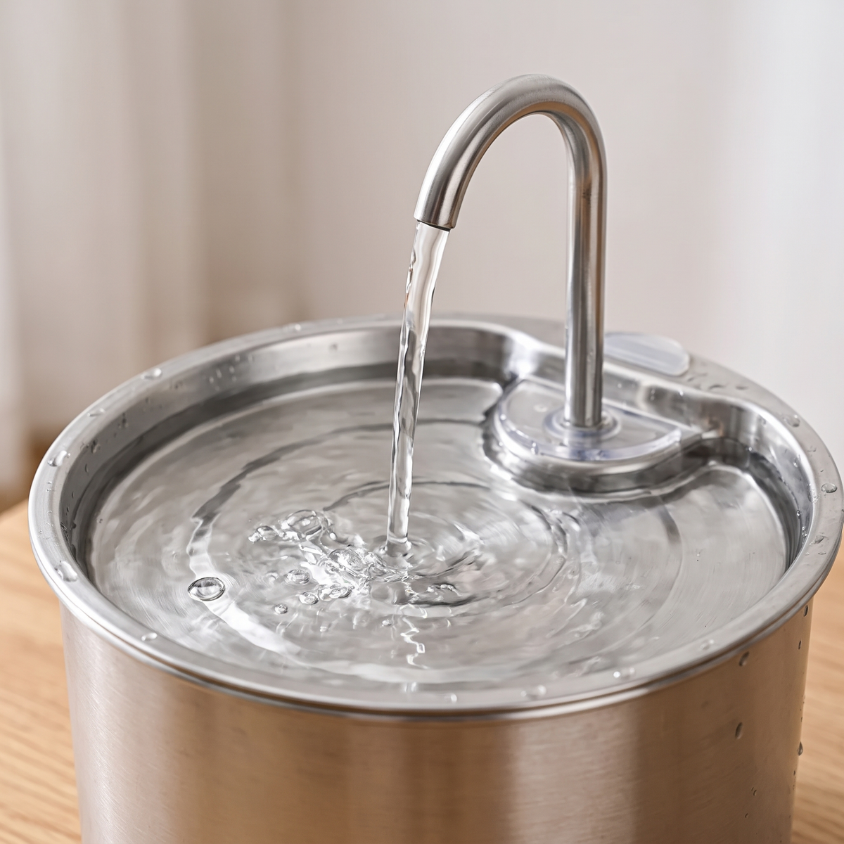 Clearwater Stainless Steel Pet Water Fountain steel top close-up