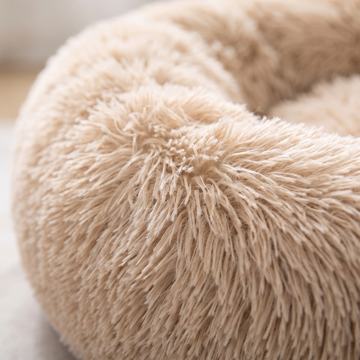 Halo Calming Donut Dog Bed plush rim close-up