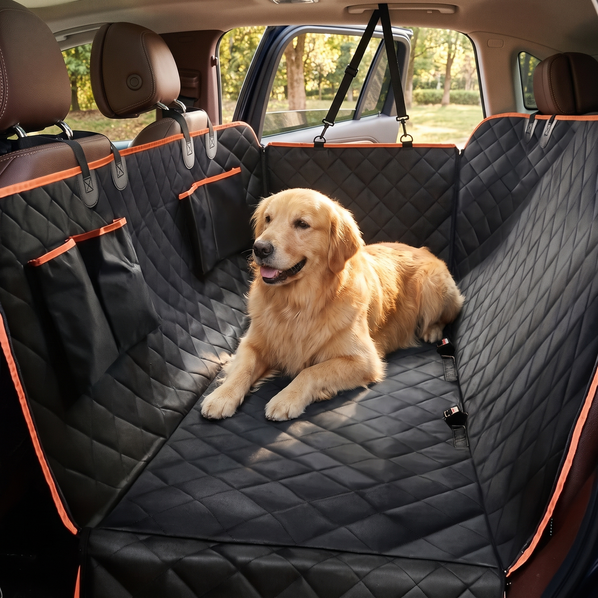 Roadtrip Waterproof Dog Car Hammock with a golden retriever in an SUV