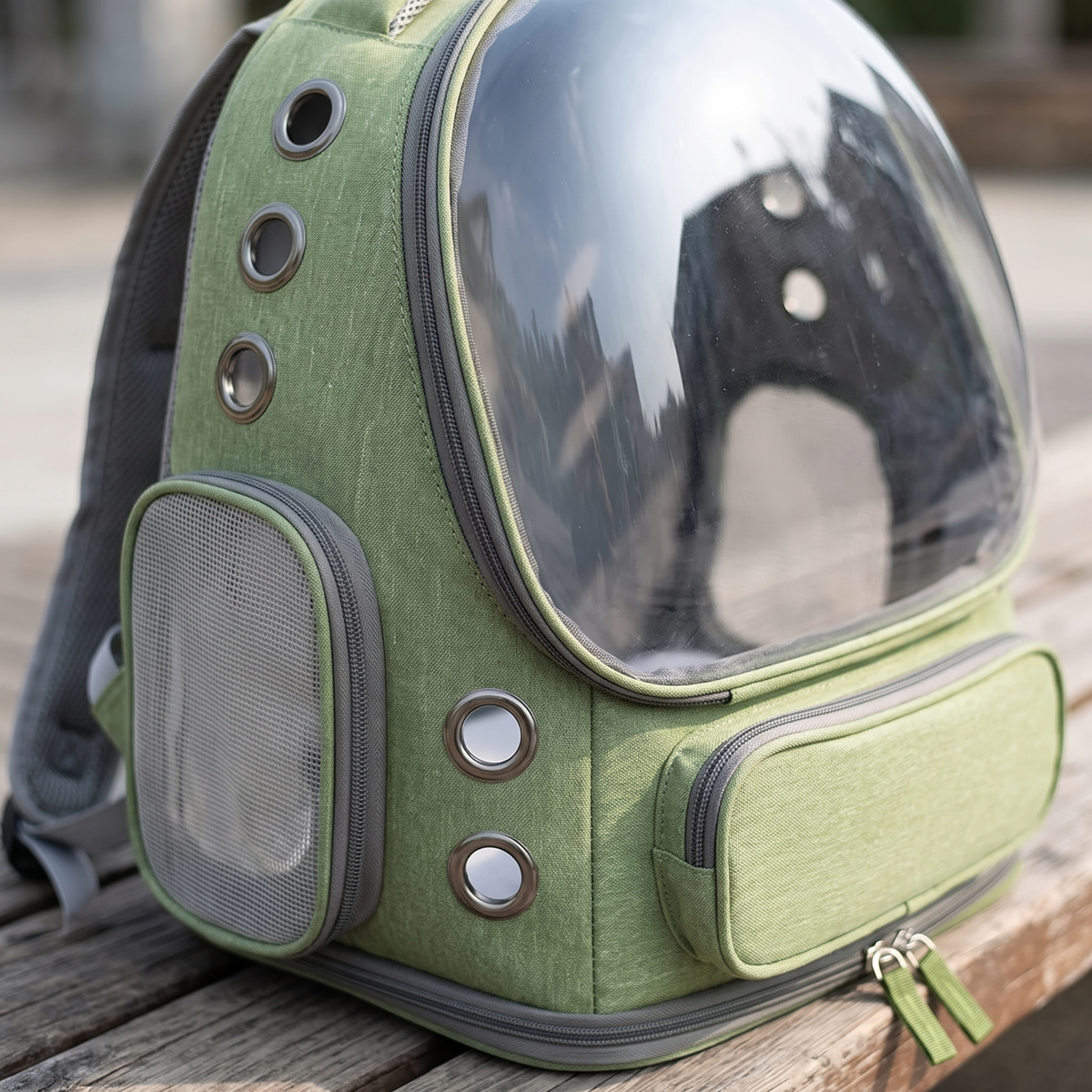Orbit Bubble Pet Carrier Backpack window and vents close-up