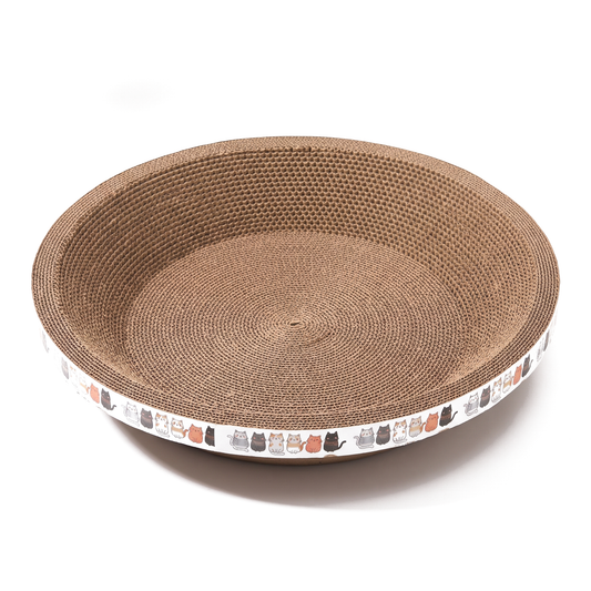 Ripple Oval Cardboard Cat Scratcher Bed on white background