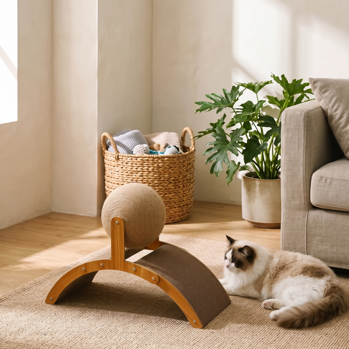 Pivot Sisal Cat Scratching Ball styled in a lounge corner