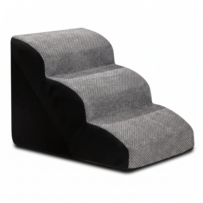 Hop 3-Step Memory Foam Pet Stairs on white background