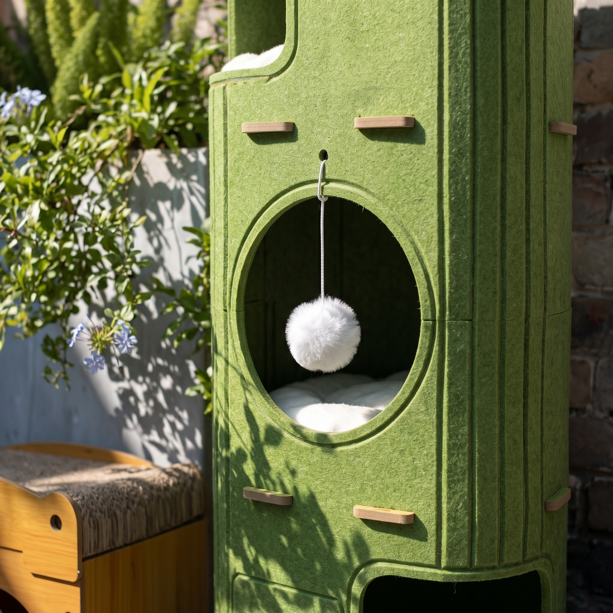 Loft Enclosed Cat Nest with Climbing Frame opening close-up