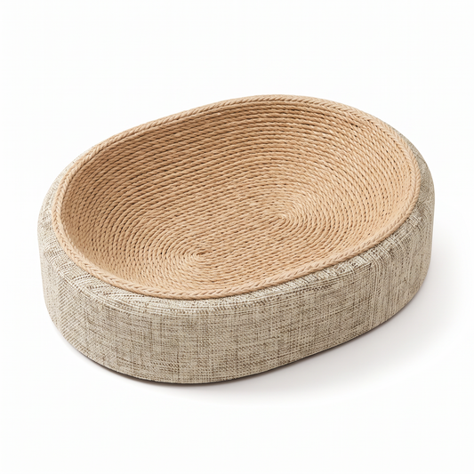 Weave Sisal Cat Scratcher Bed on white background