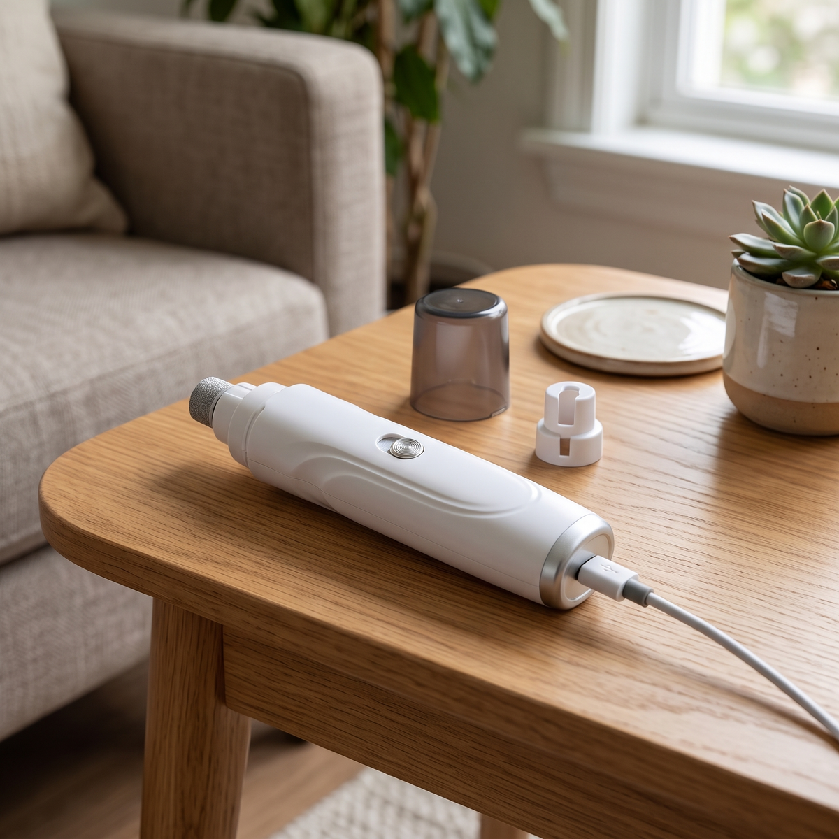 Smooth Rechargeable Pet Nail Grinder charging by USB