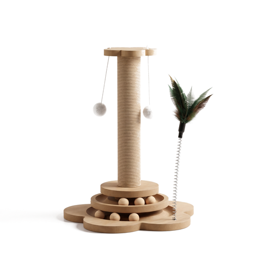 Spinner Wooden Cat Turntable Toy and Scratcher