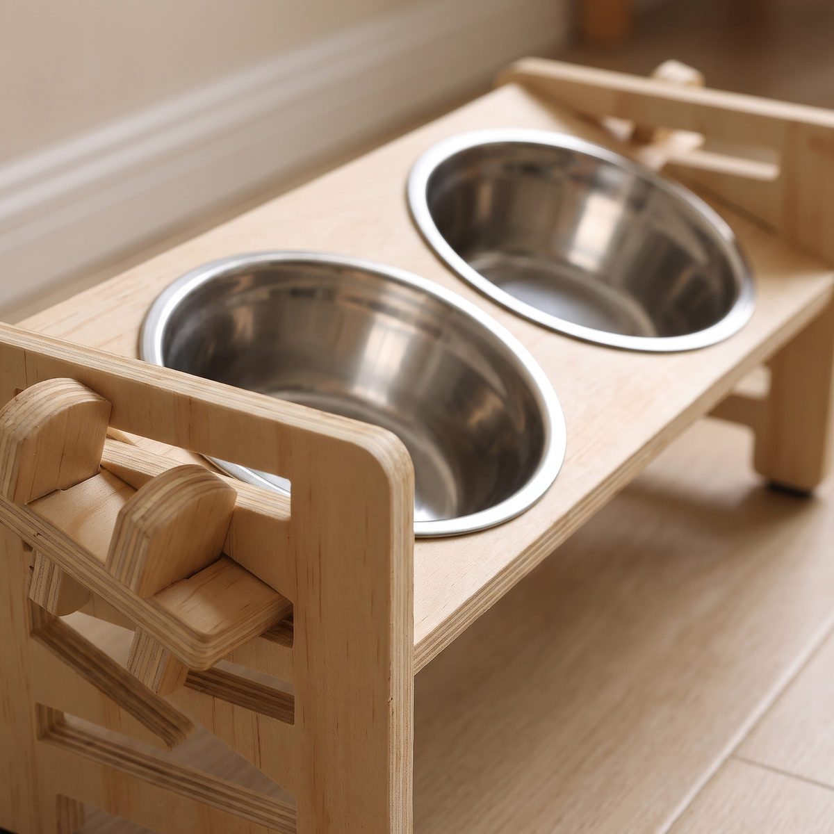 Tilt Elevated Cat Bowl Stand tilted bowls close-up
